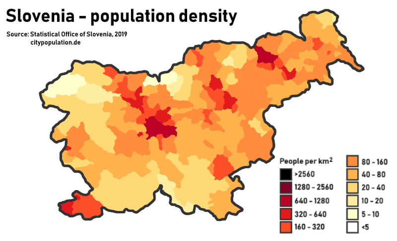 Cartes sur la Slovénie : mieux connaître le pays 4 densité population slovénie
