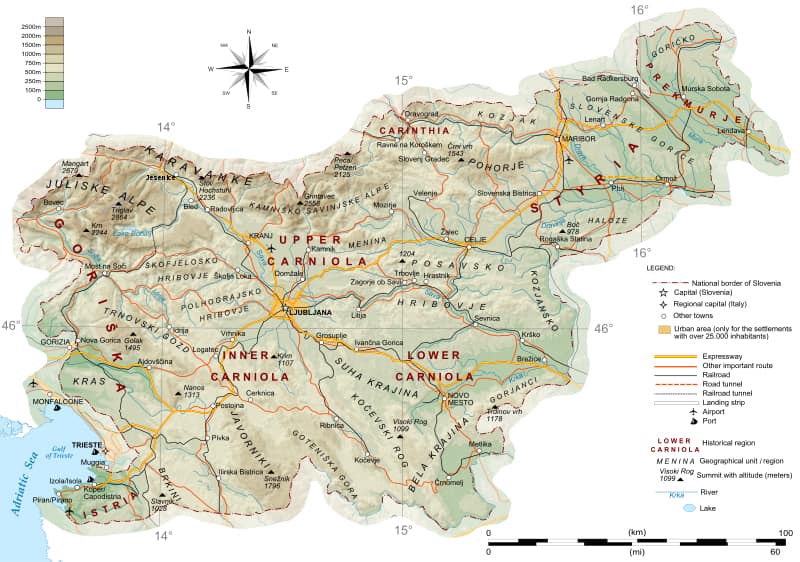 Cartes sur la Slovénie : mieux connaître le pays 3 carte géographie slovénie